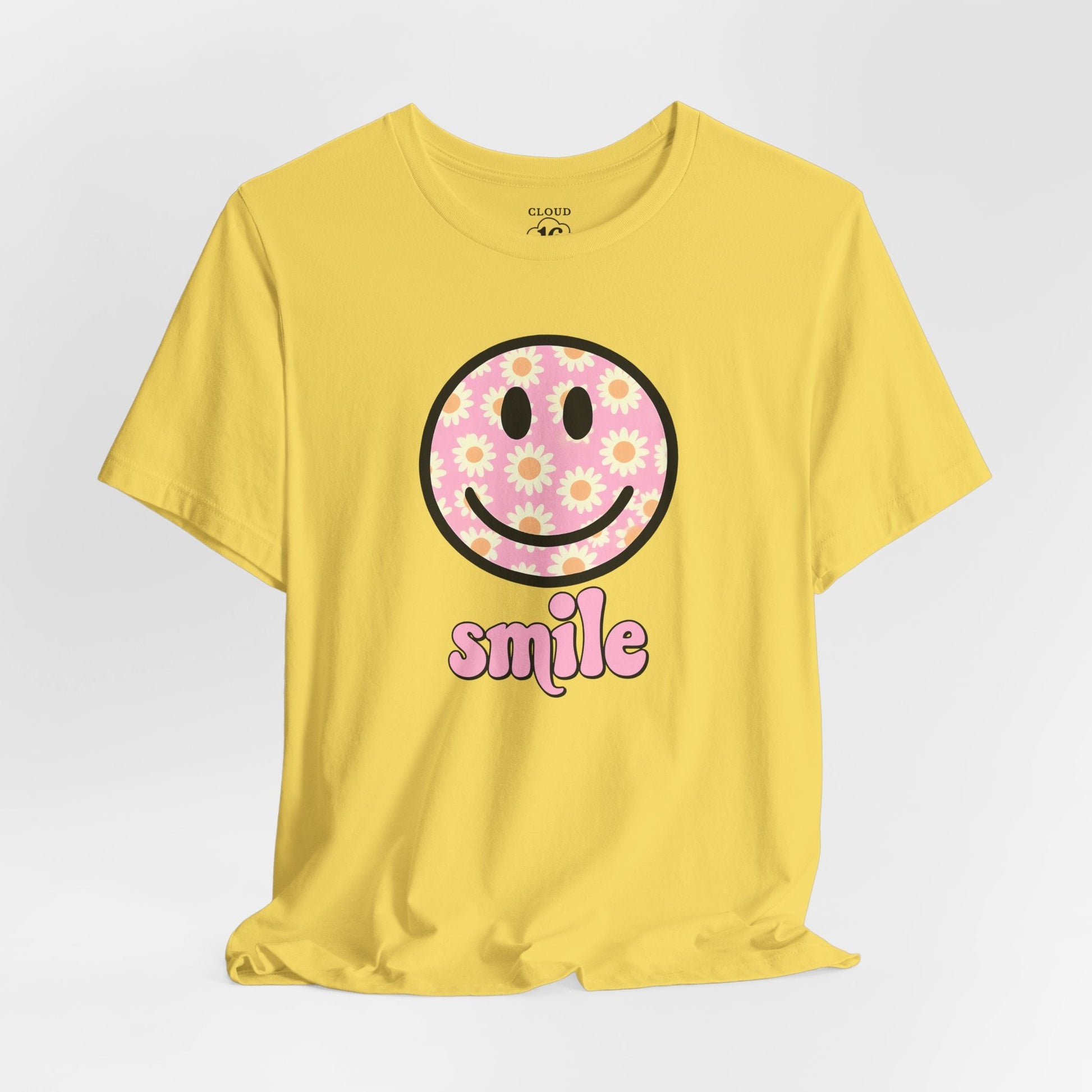 Smile Floral Womens T-Shirt - Positive Vibes Tee- Cloud 16 Clothing Co.- {{Product type}}