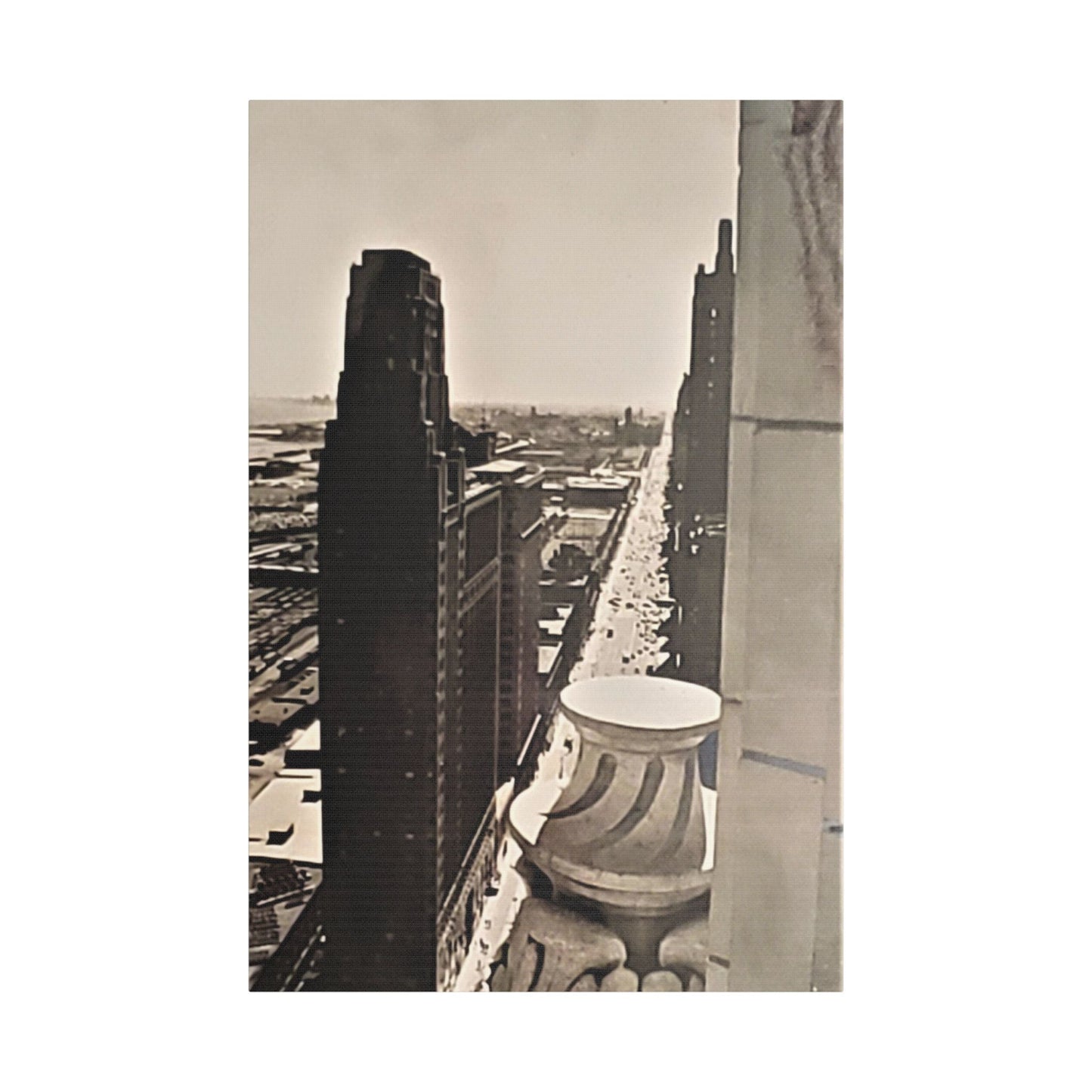 Michigan Ave Chicago Satin Canvas Stretched