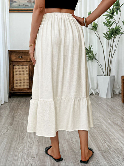 Tiered Flowy Midi Skirt - -