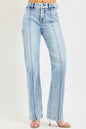RISEN Tummy Control High Rise Straight Pin Tuck Jeans - LIGHT -