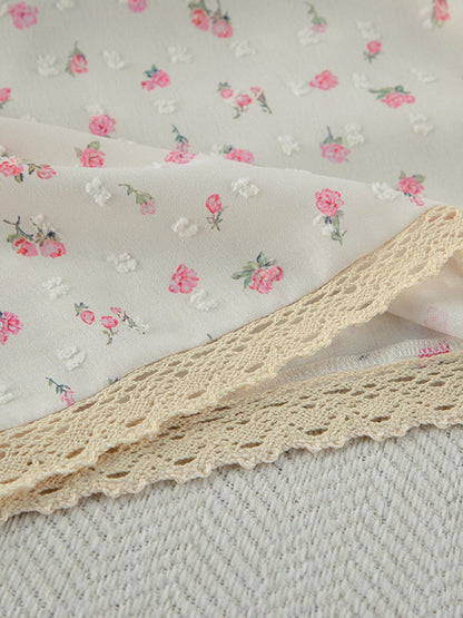 Floral Print Lace Trim Cami and Shorts Set- Shopimist- {{Product type}}