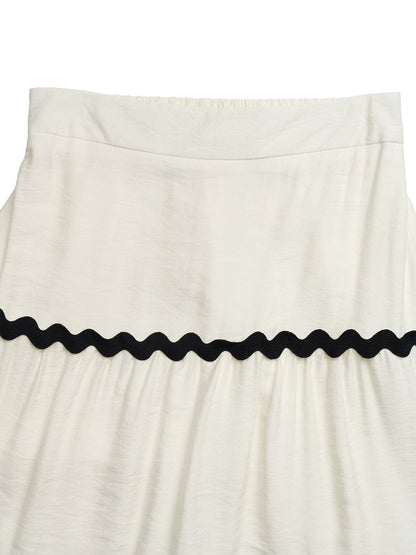 Tiered Flowy Midi Skirt - -