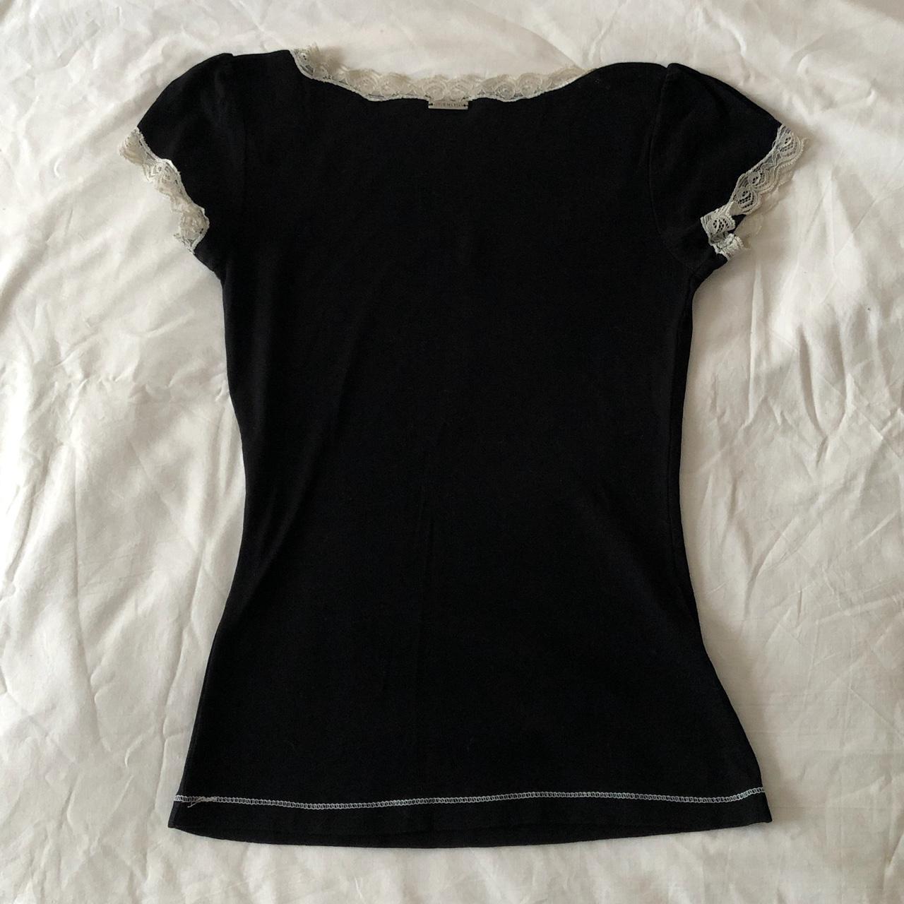 Women's Short Sleeve Lace T-Shirt – Black, Red & Plaid - - Tops