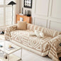 American Style Knitting Chenille Sofa Covers Non-Slip Patchwork light beige white