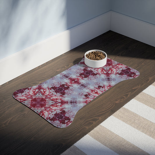 Red and White Tie Dye Pet Feeding Mats