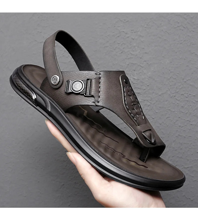 Leather Slippers Slide Sandal Plus Size Summer Men's Sandals