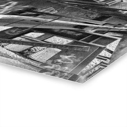 Black & White Urban Graffiti Acrylic Print — Industrial Alley Wall Art French Cleat - - Home Decor
