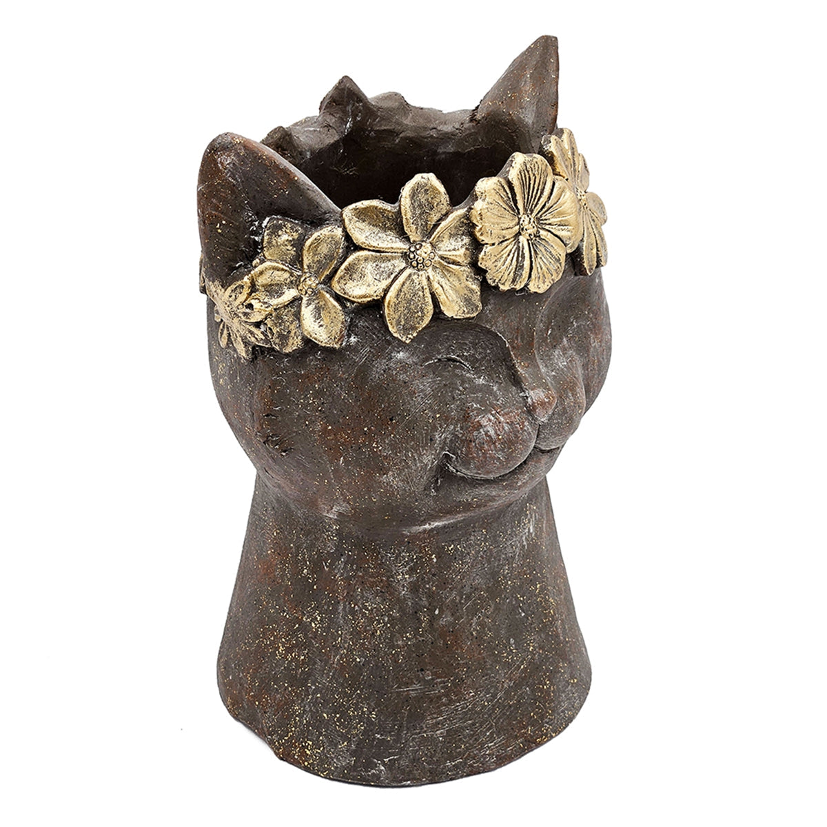 8.5x7.7x12.4" Magnesium Cat Statue Planter with Textured Finish - - Statues & Sculptures