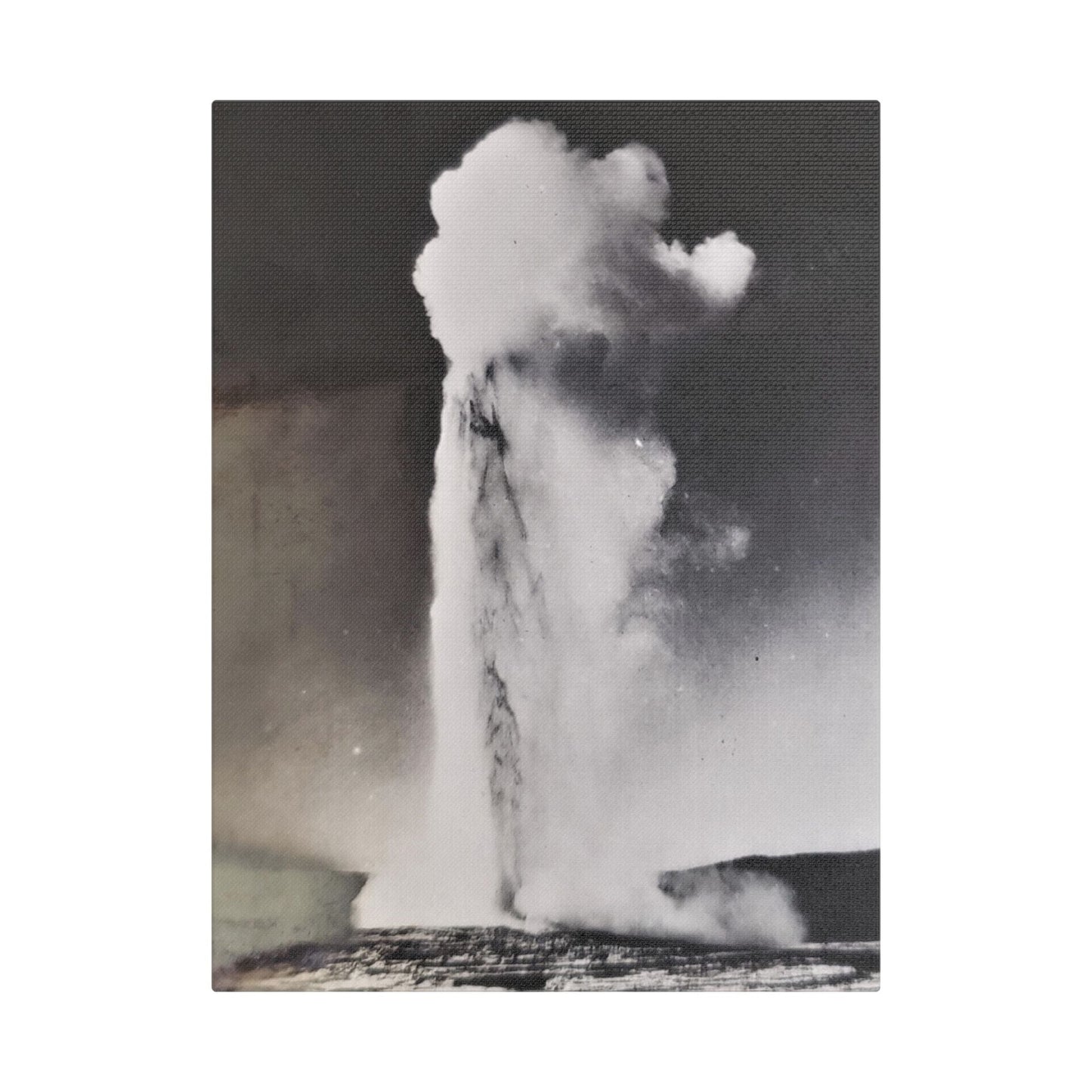 Old Faithful Geyser Yellowstone Satin Canvas Stretched