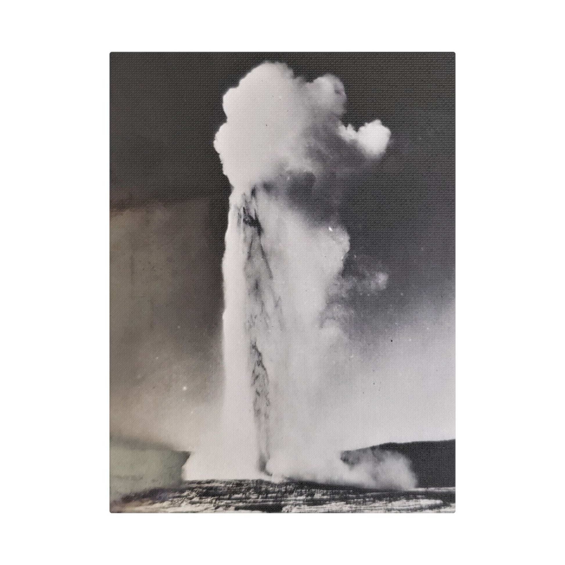 Old Faithful Geyser Yellowstone Satin Canvas Stretched
