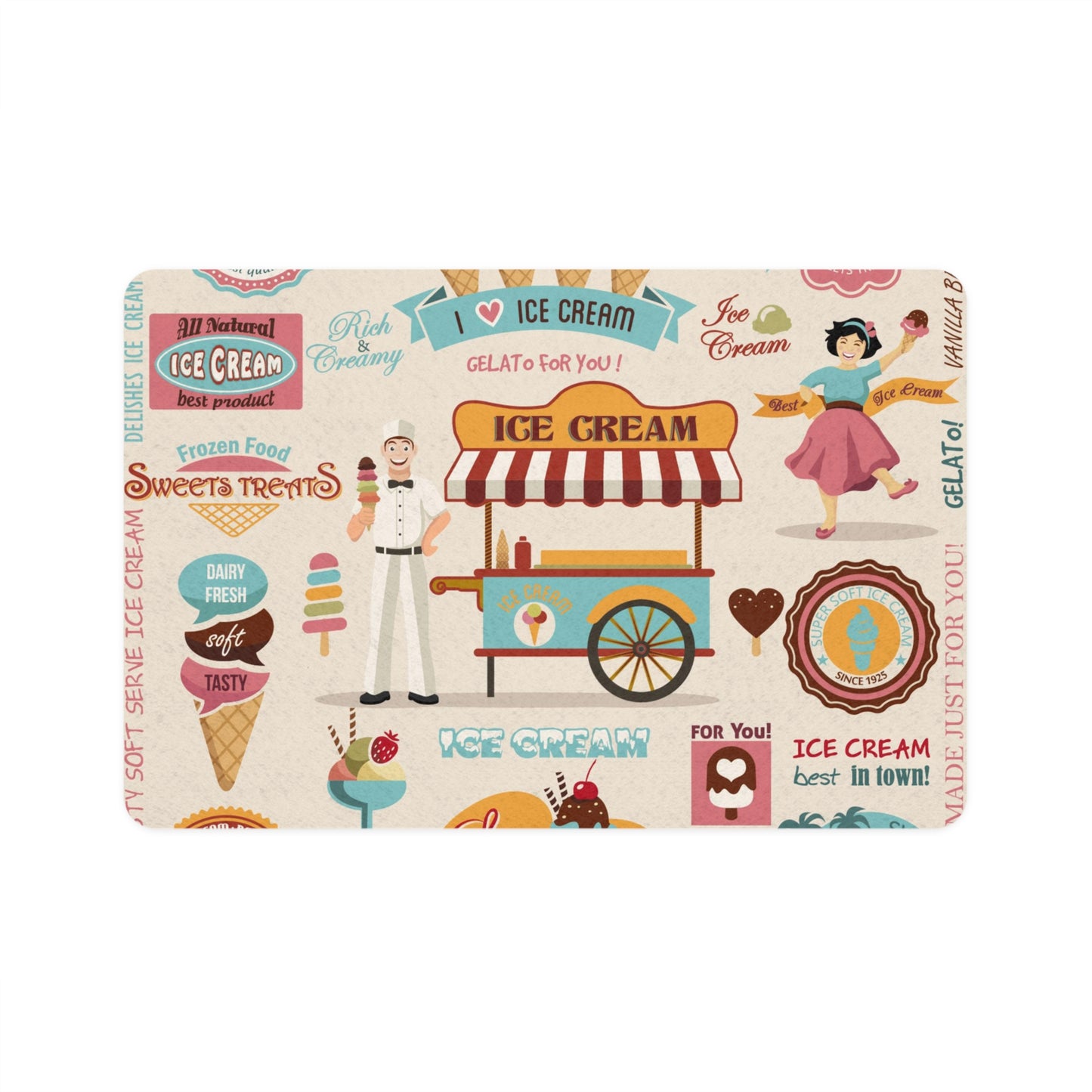 Ice Cream Pet Food Mat (12x18)