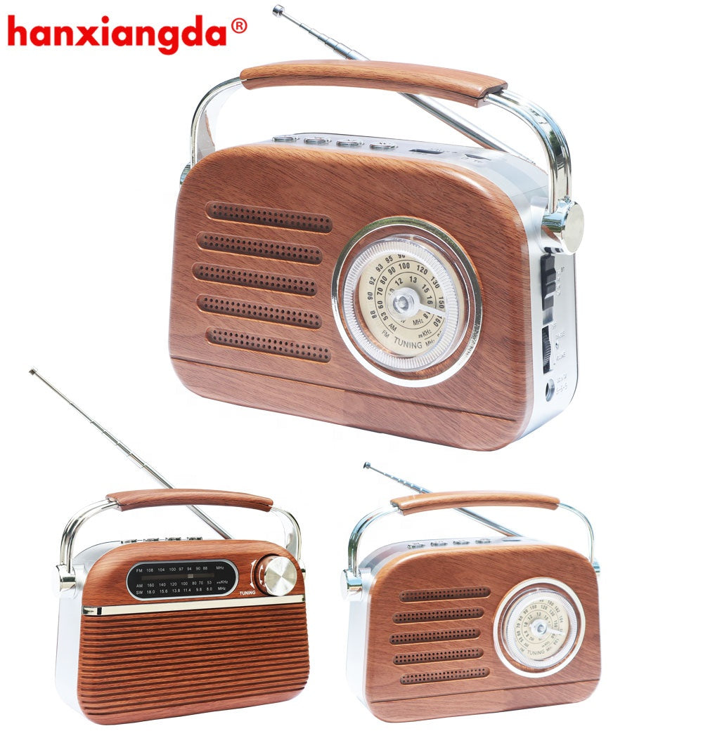 Wooden Vintage FM AM Portable Radio Retro Radio BT Radio