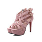 Belt Buckle Hollow Toe Stiletto Platform Sandals - Pink 39 - heels