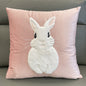 Soft Rabbit Pillow Cover Sofa Cushion Velvet Embroidered Pillow Girl's Heart Pink Cartoon Pillow Cover Cute - 45x45cm(Pillowcase) Pink front bunny -