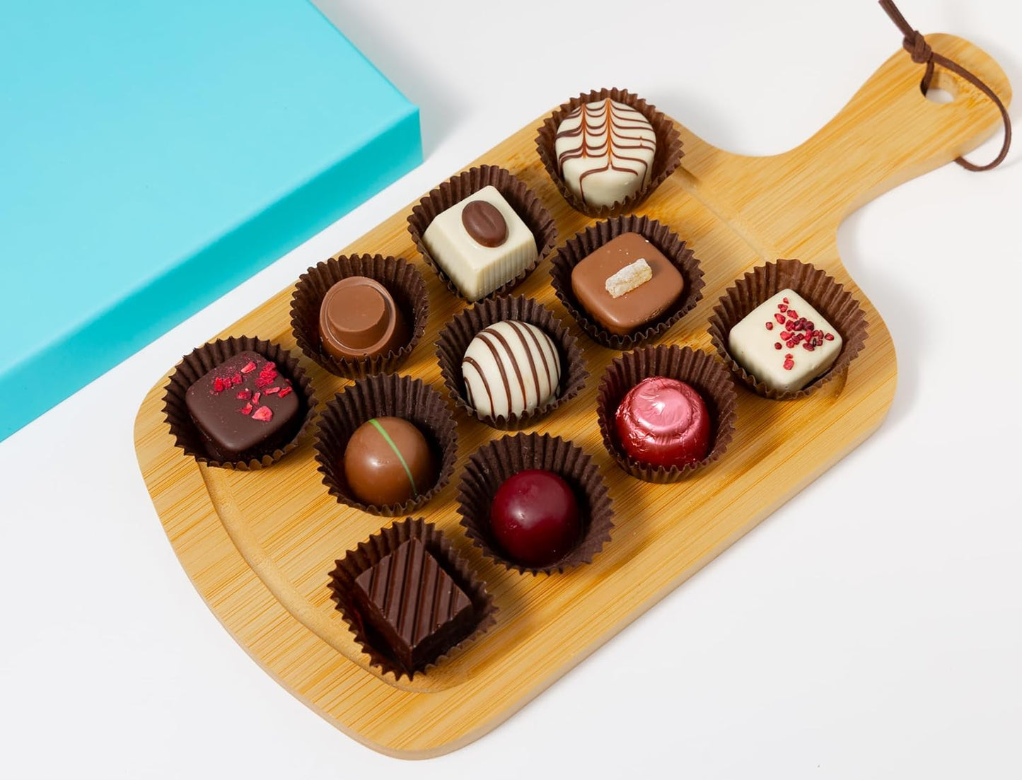 Andy Anand Premium Bon Bon Chocolate Collection, 25 pc – Truffles, Pralines, Pistachio Cream, Mint & Tiramisu, Birthday & Holiday Gift Box - - Food & Beverages > Desserts & Sweets > Chocolate