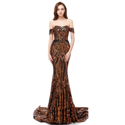 Spring Elegance Sequined Wedding Dress - Coffee US4 - dress