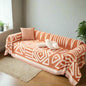 American Style Knitting Chenille Sofa Covers Non-Slip Patchwork peach white