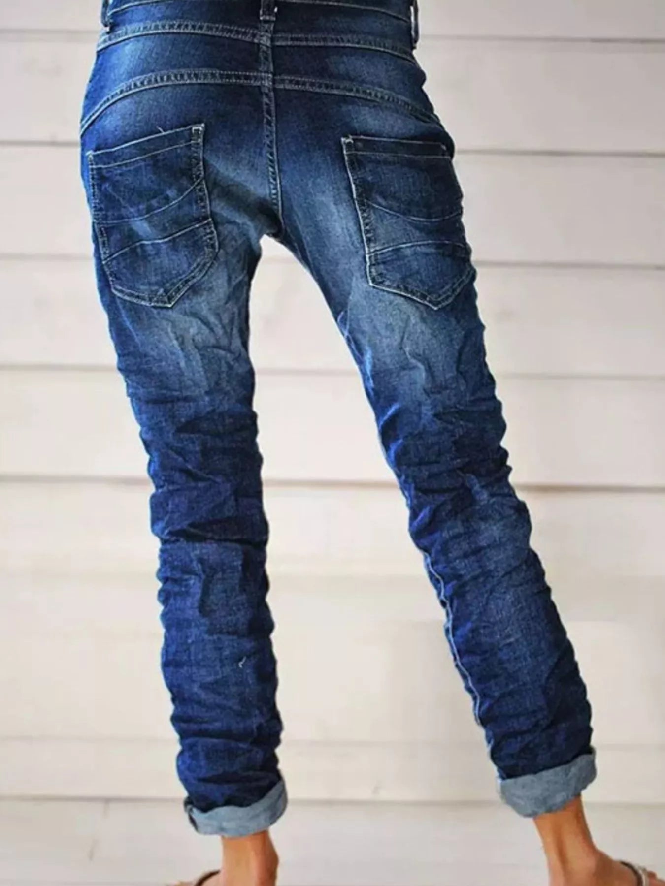 Full Size Washed Button-Fly Jeans Plus Size - -
