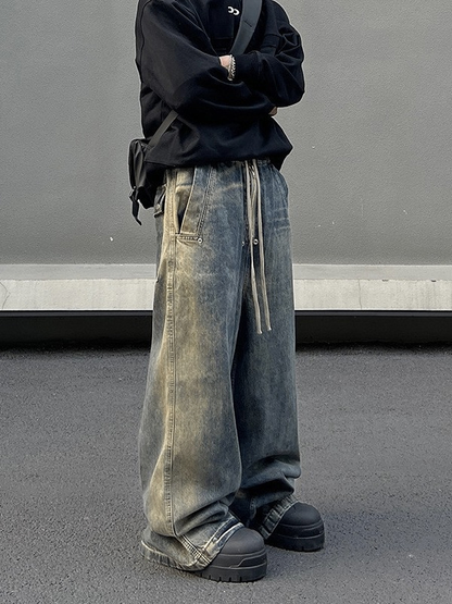 Mens Retro Washed Gradient Jeans - - jeans