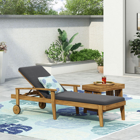 Jason - Chaise Lounge Adjustable Acacia Wood Outdoor Furniture - - Chaises