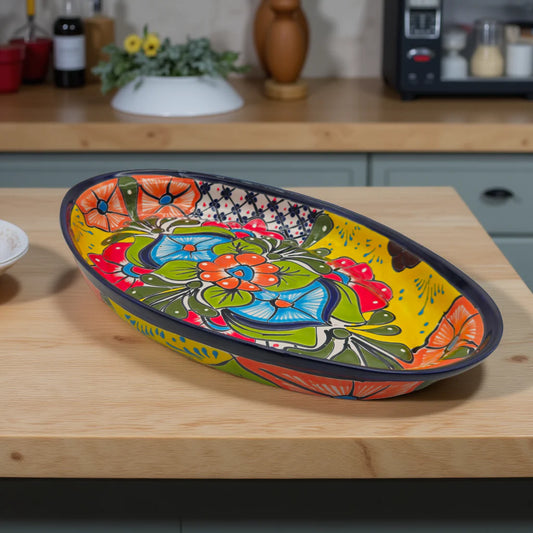 Extra Large Oval Talavera Platter Hand-Painted Mexican Serving Dish - - Talavera Oval Platter