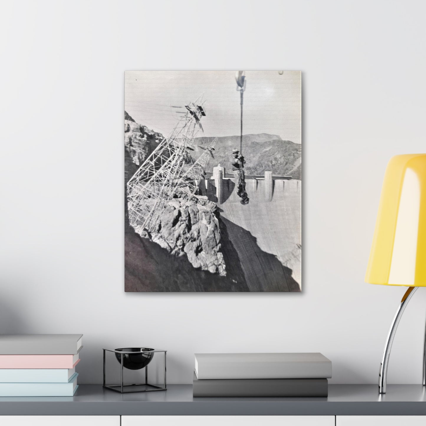 Suspended Boulder Dam Worker Canvas Gallery Wraps