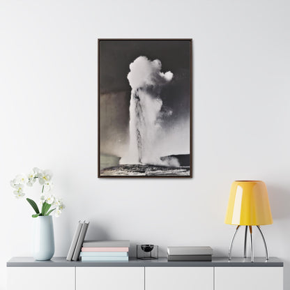 Old Faithful Geyser Yellowstone Gallery Canvas Wraps Vertical Frame 24″ x 36″ Premium Gallery Wraps (1.25″) Walnut