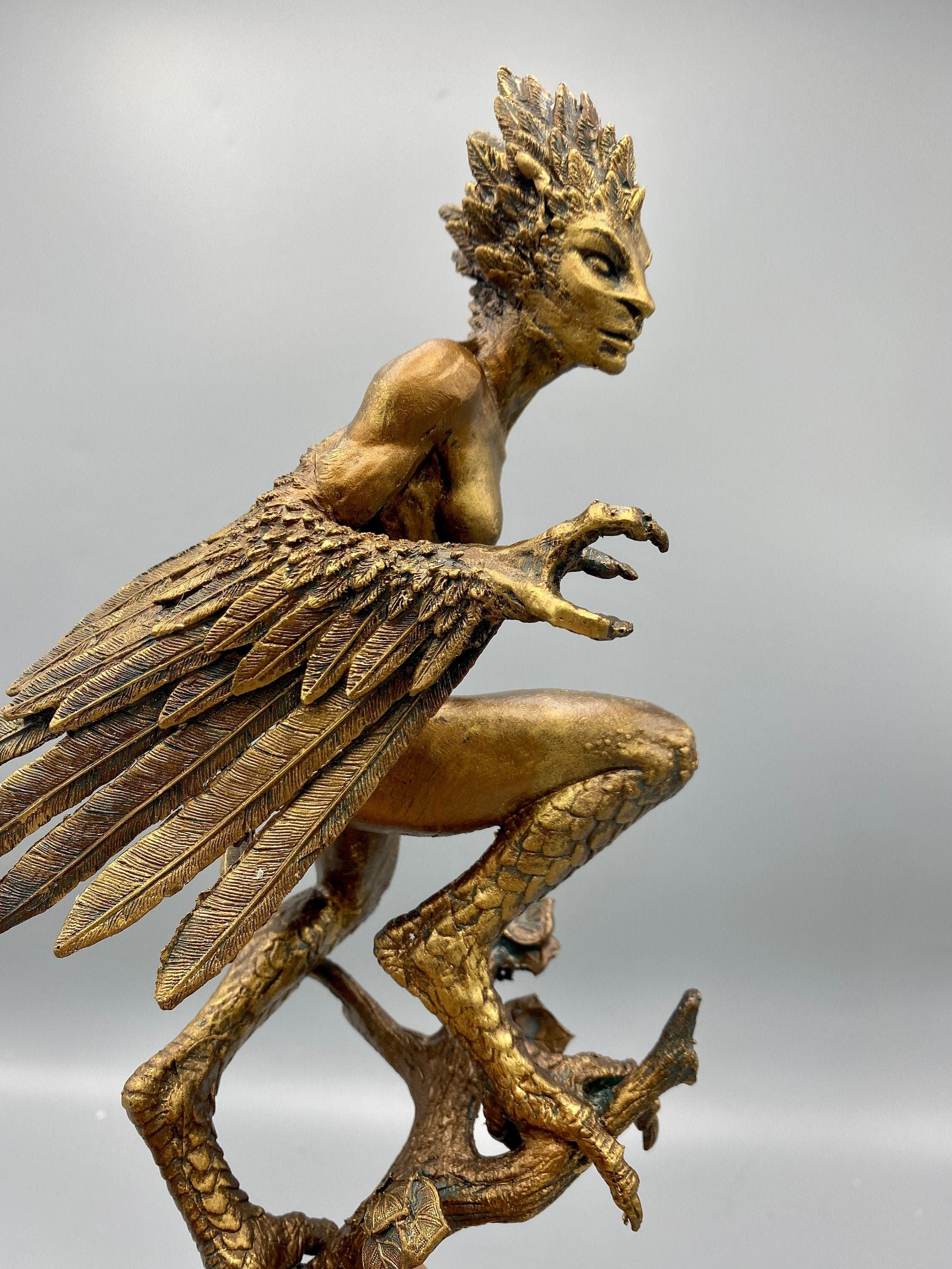Harpy Statue, Hand Painted Resin Sculpture | Mythical Creature Figurine | Unique Legendary Bird Woman Figurine. Fantasy Art Decor - -