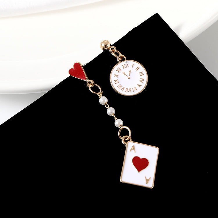 Alice in Wonderland Playing Card Cute Earrings - - earrings