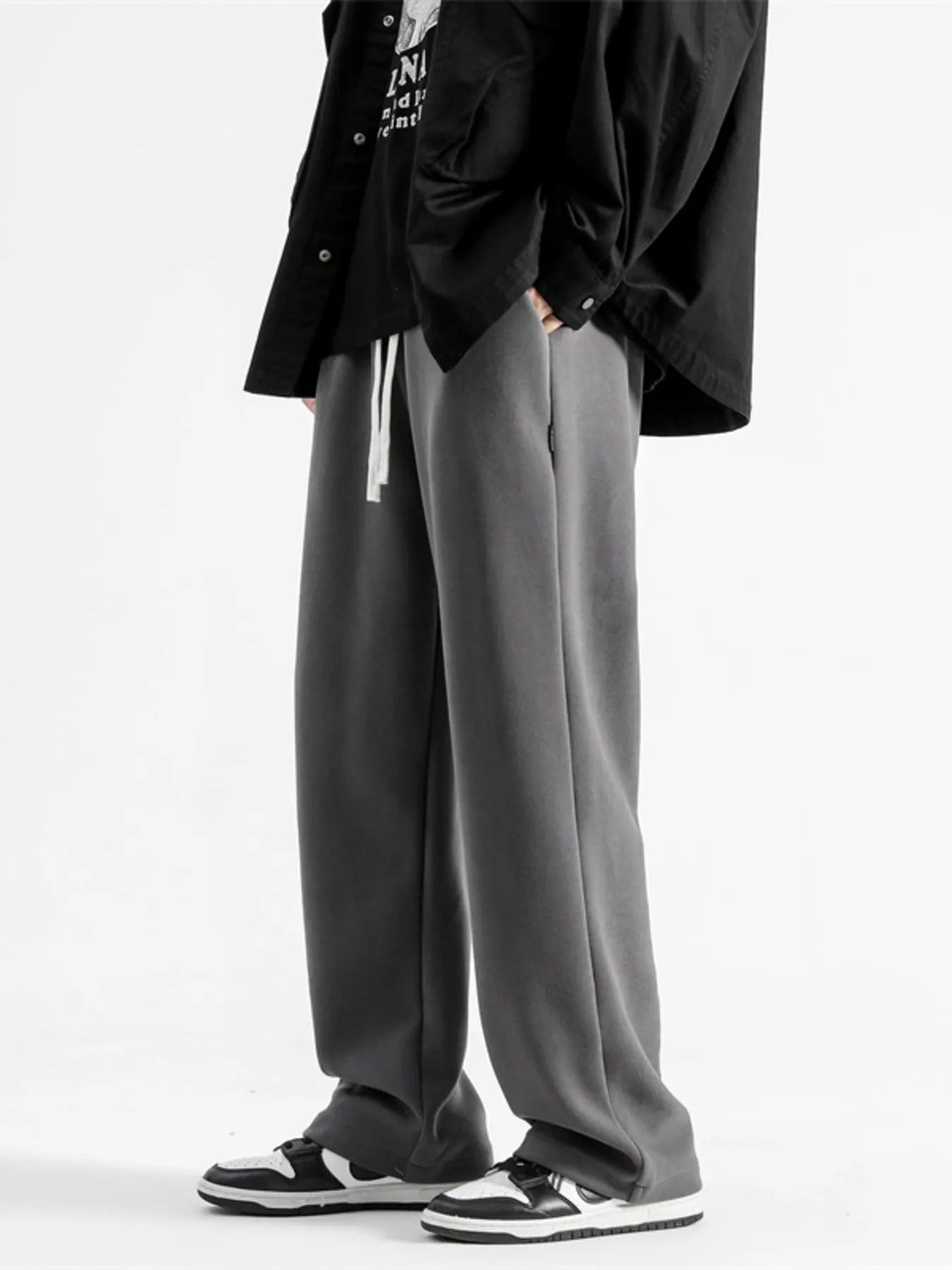 Men's Full Size Casual Loose Fit Sweatpants Plus Size - Dark Gray -