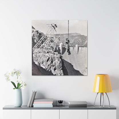 Suspended Boulder Dam Worker Canvas Gallery Wraps 36″ x 36″ 1.25"