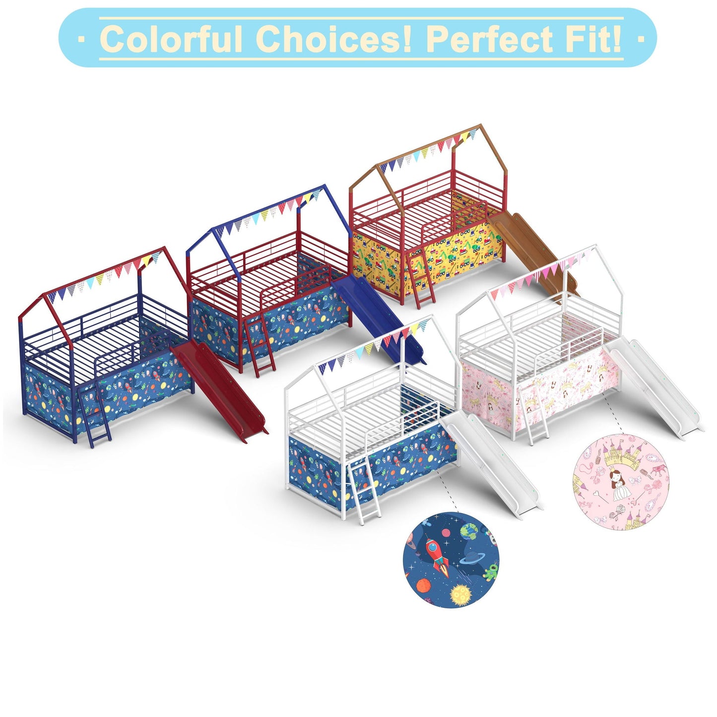 Jack - House Loft Bed With Slide And Curtain Set- HouseOfZazla- {{Product type}}