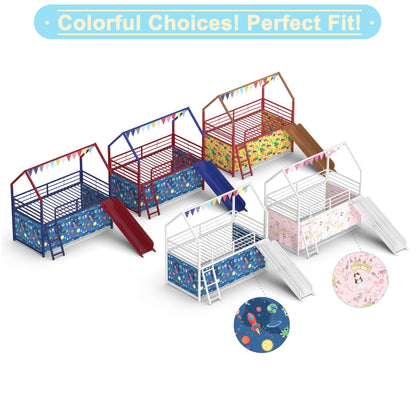 Jack - House Loft Bed With Slide And Curtain Set- HouseOfZazla- {{Product type}}