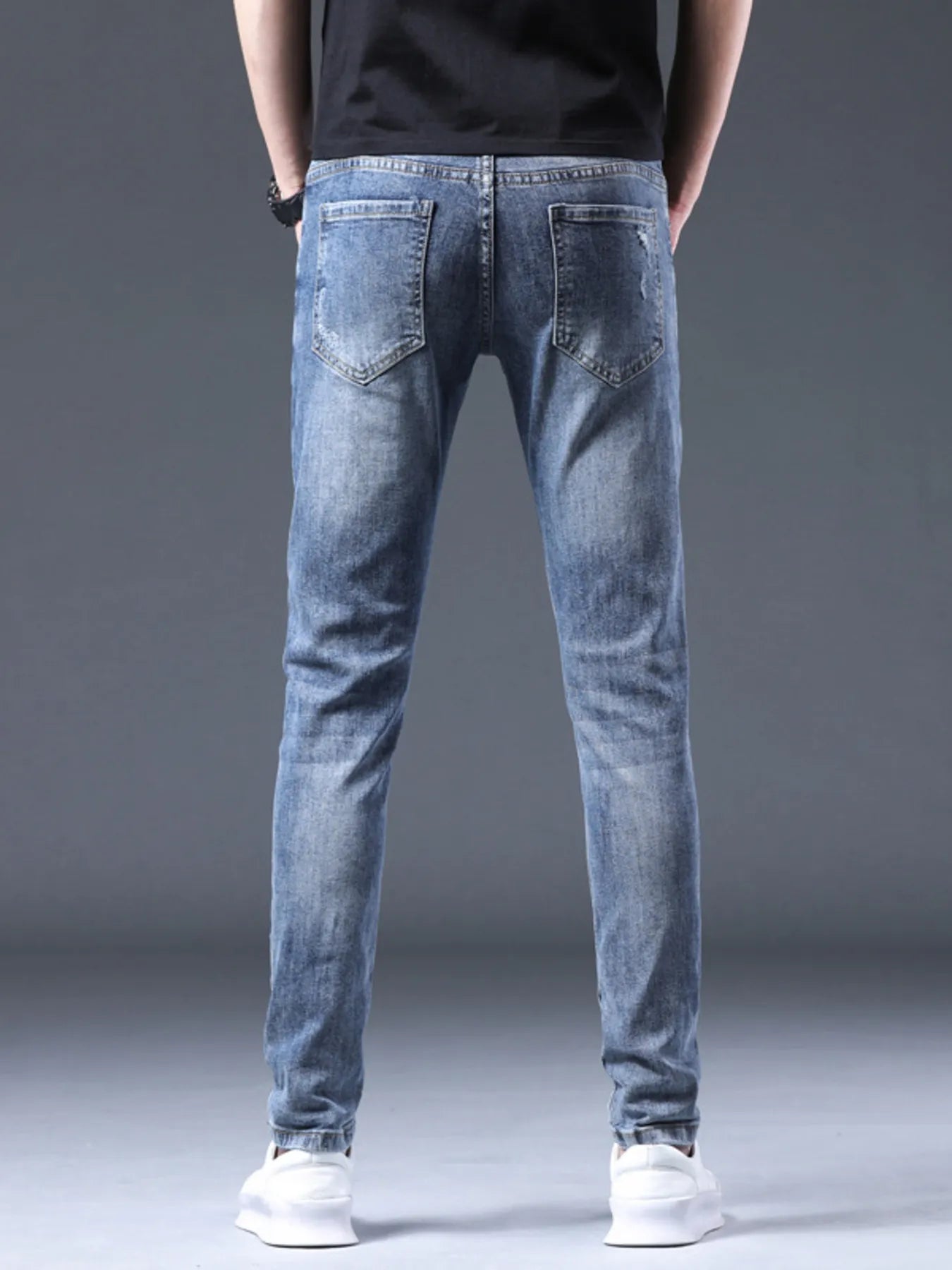 Men's Distressed Slim Fit Ripped Jeans - -