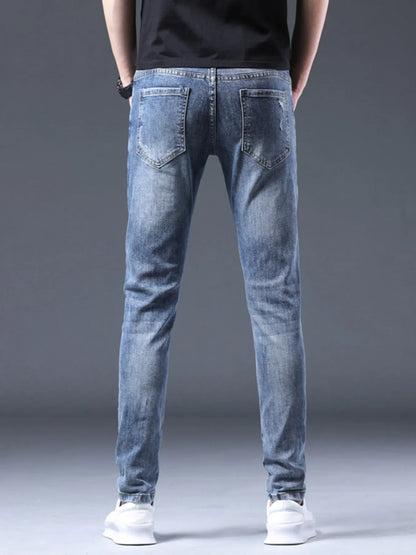 Men's Distressed Slim Fit Ripped Jeans - -