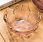 Nordic Gold Inlay Glass Sauce Bowl with Cherry Blossoms - Gilt Trim -