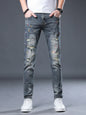 Men's Distressed Slim Fit Jeans - Blue -