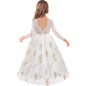 Floral Princess Embroidered Gown for Girls - White & Floral 7-8 Years - dress