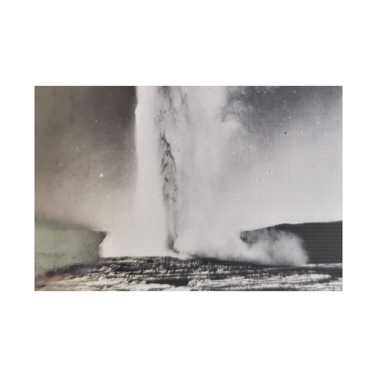 Old Faithful Geyser Yellowstone Satin Canvas, Stretched