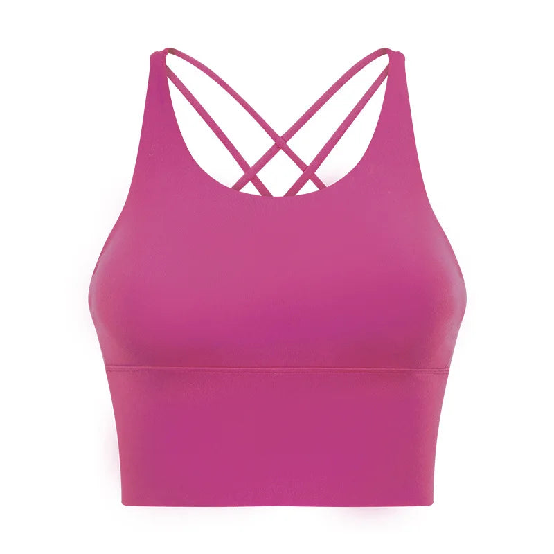 Comfort Full Support Padded Wire Free Cross Back Yoga Sports Bra Seamless