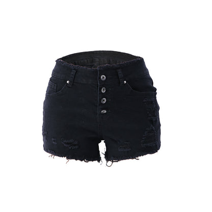 Fringe Womens Shorts with Buttons - Black L - shorts
