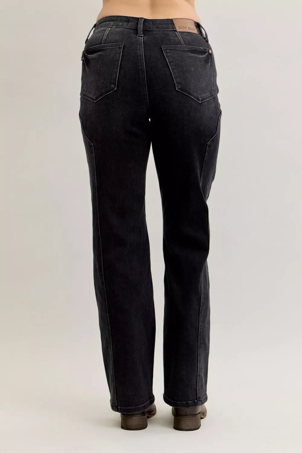 Judy Blue Mid Rise Western Seam Detail Straight Leg Jeans - - jeans