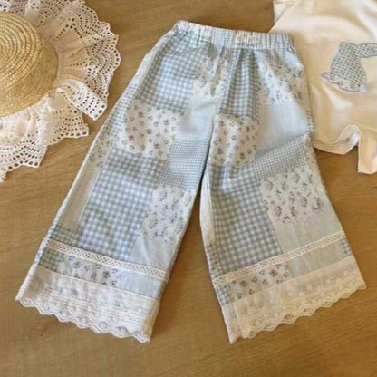 Girls Summer Pants Set Rabbit Pattern