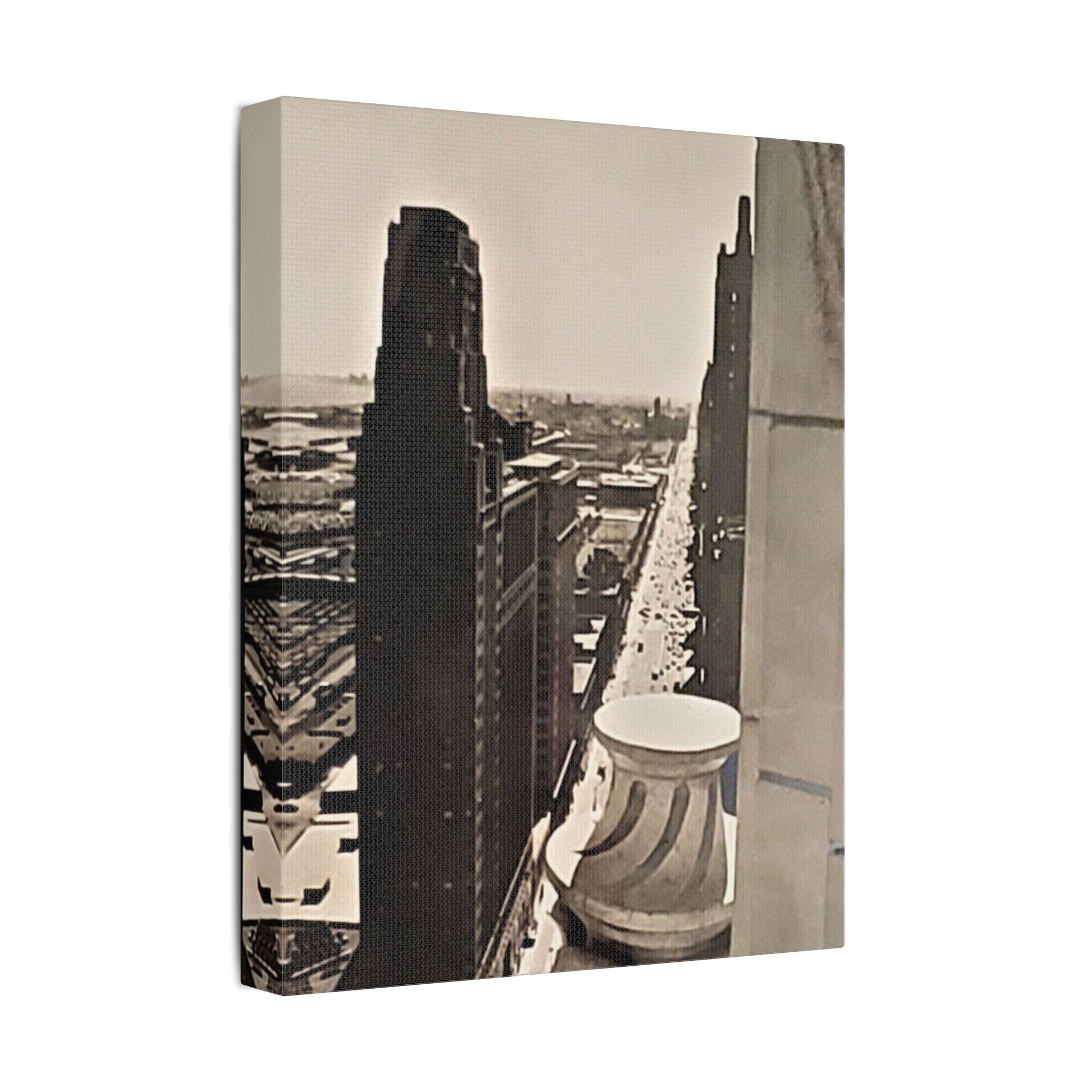 Michigan Ave Chicago Satin Canvas Stretched