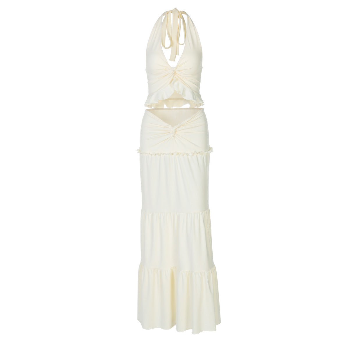 V-Neck Halter Dress Set - - dress