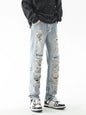 Men's Washed Distressed Straight Jeans - Vintage Blue -