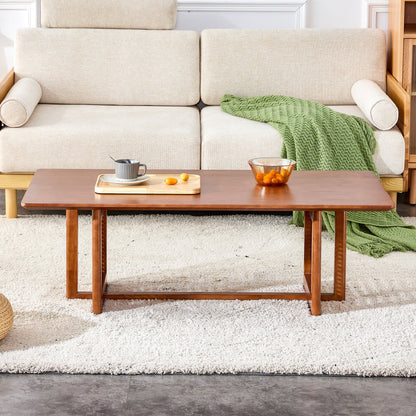 Chinese Style Imitation Rattan Tea Table Walnut Color - - Furniture