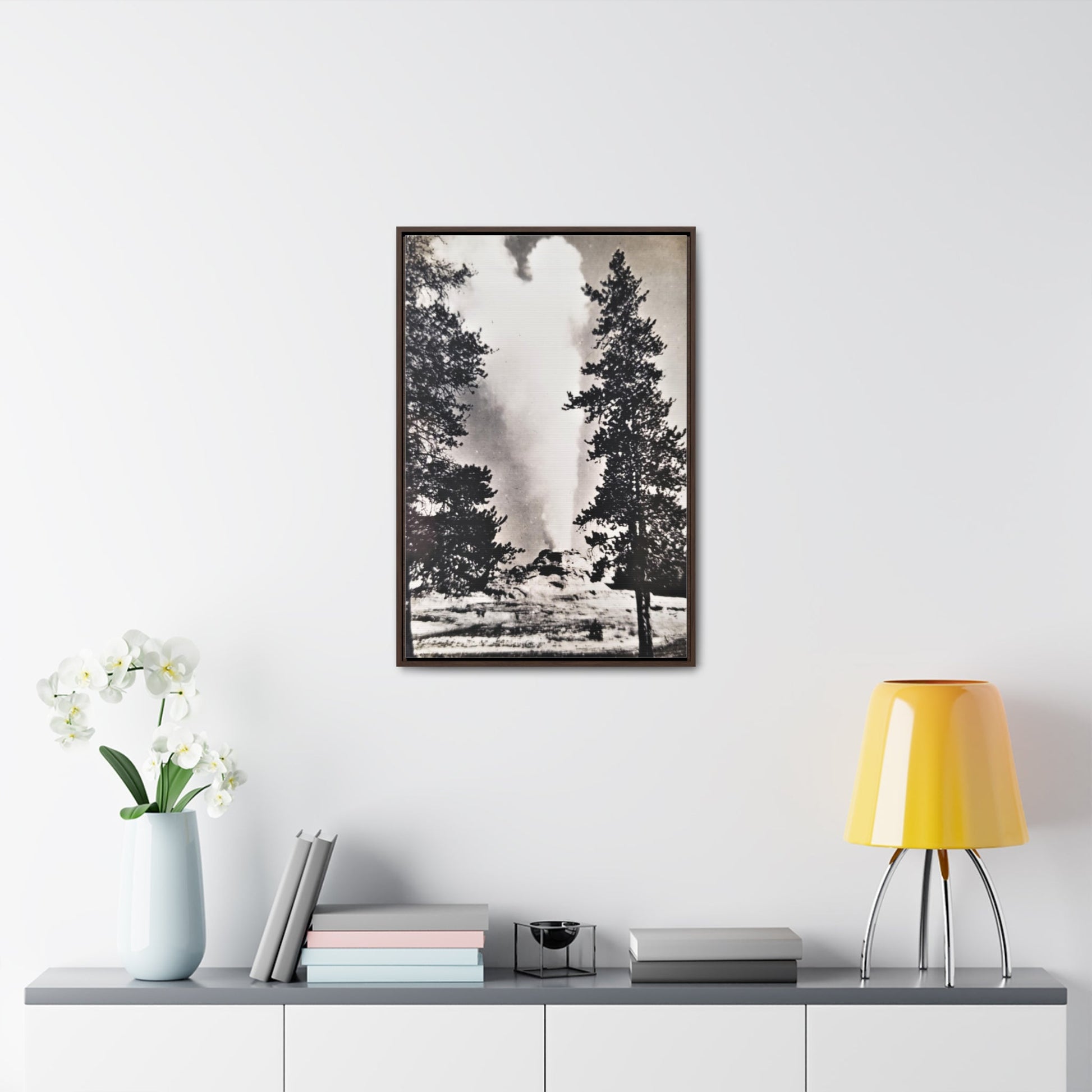 Castle Geyser Yellowstone Gallery Canvas Wraps Vertical Frame - 20″ x 30″ Premium Gallery Wraps (1.25″) Walnut - Canvas