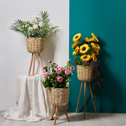 Floor - standing flowerpot straw furniture- FLIPSTYLEZLLC- {{Product type}}