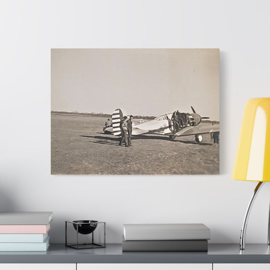 Army Pursuit Plane Ames Airport 1939 Satin Canvas, Stretched